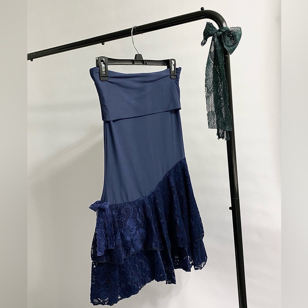Asymmetrical Sapphire Mini Dress